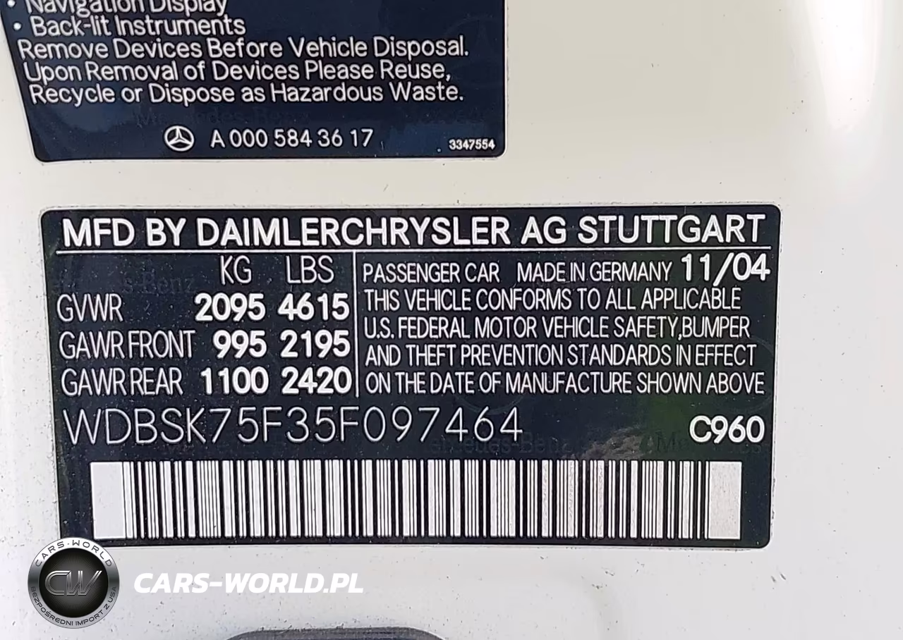 2005 Mercedes-Benz Sl 500 VIN:WDBSK75F35F097464 - 9