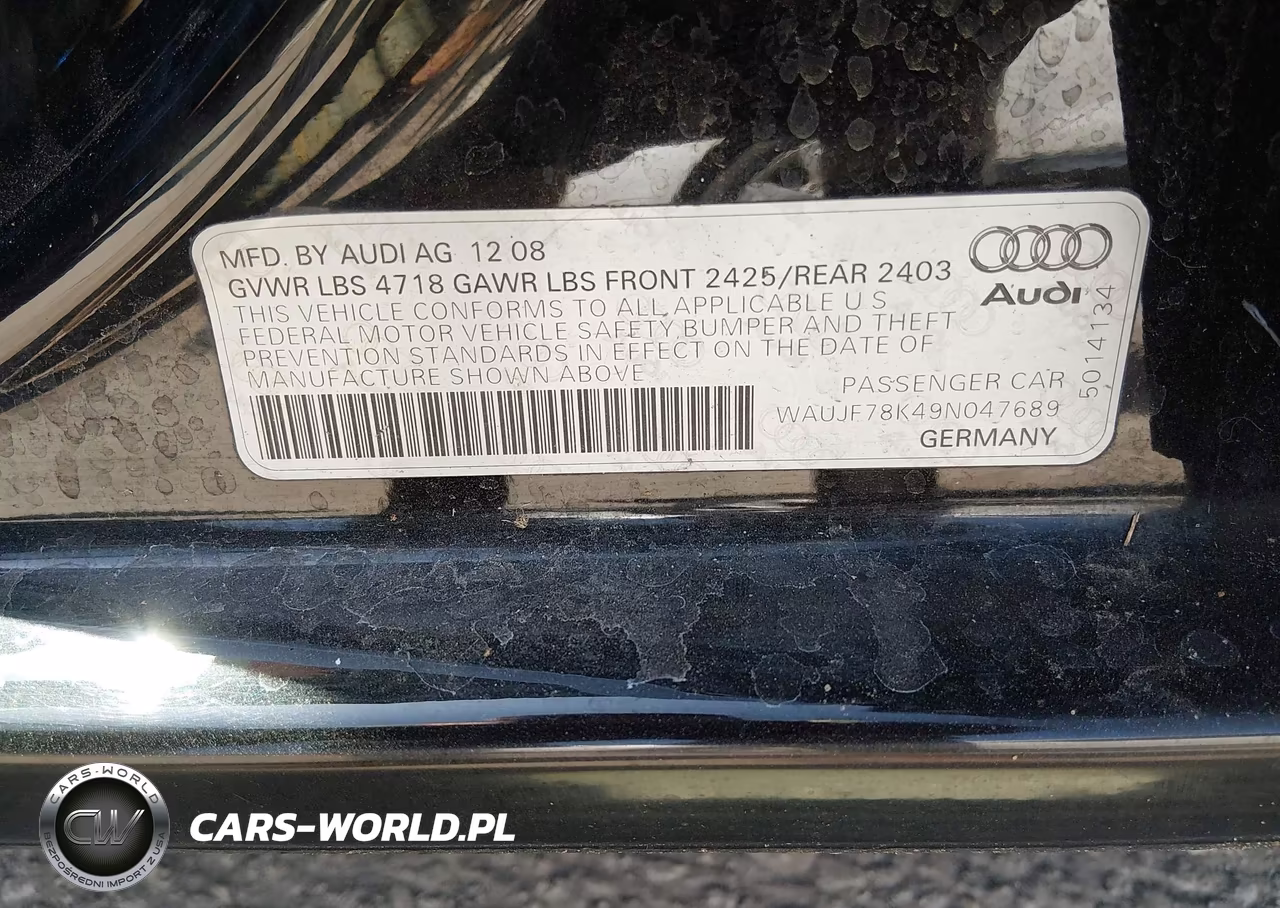 2009 Audi A4 2.0T Premium VIN:WAUJF78K49N047689 - 9