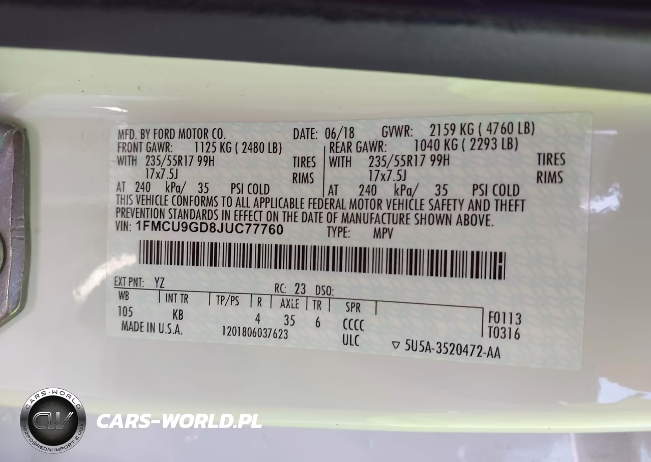 2018 Ford Escape Se VIN:1FMCU9GD8JUC77760 - 9