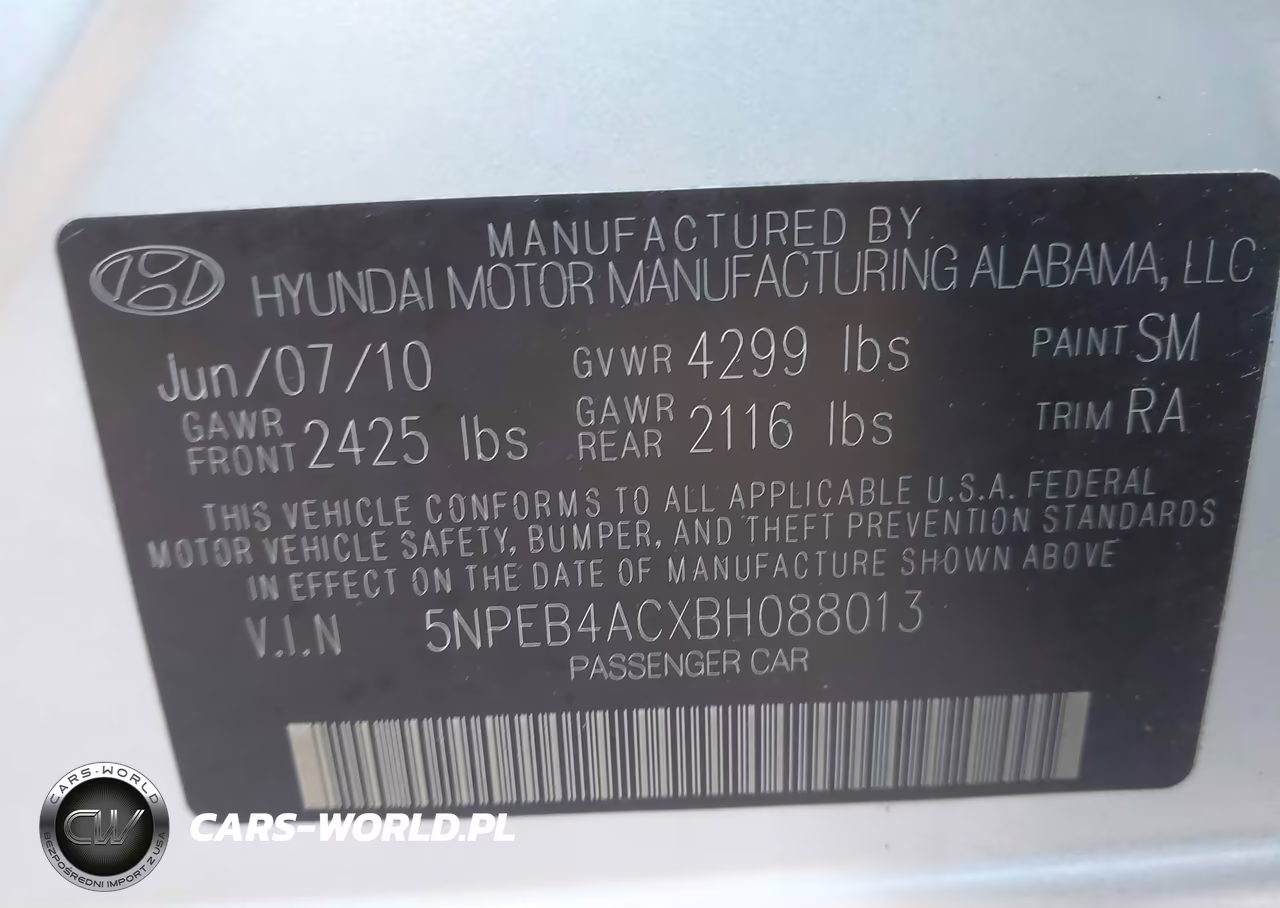 2011 Hyundai Sonata Gls VIN:5NPEB4ACXBH088013 - 9