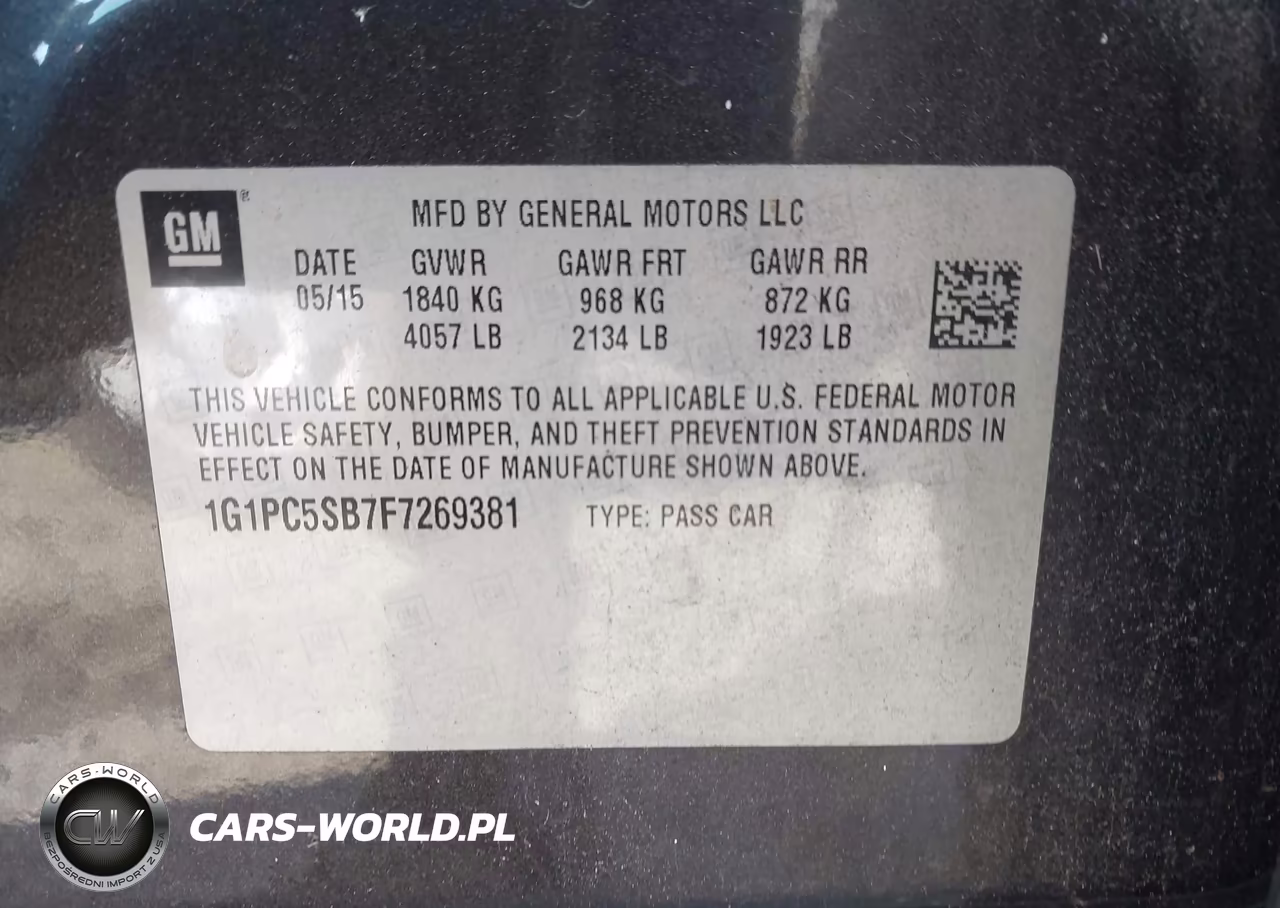 2015 Chevrolet Cruze 1Lt Auto VIN:1G1PC5SB7F7269381 - 9