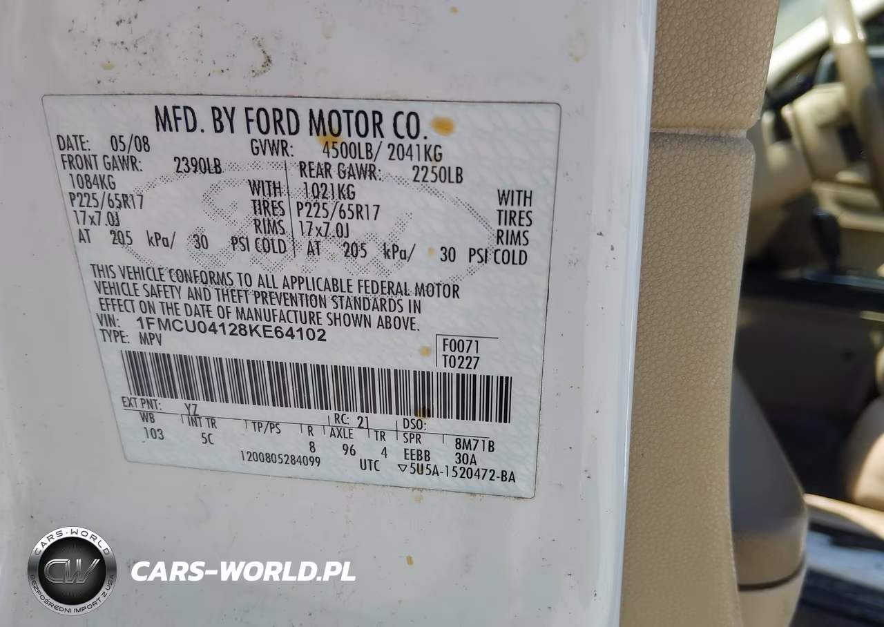 2008 Ford Escape Limited VIN:1FMCU04128KE64102 - 9