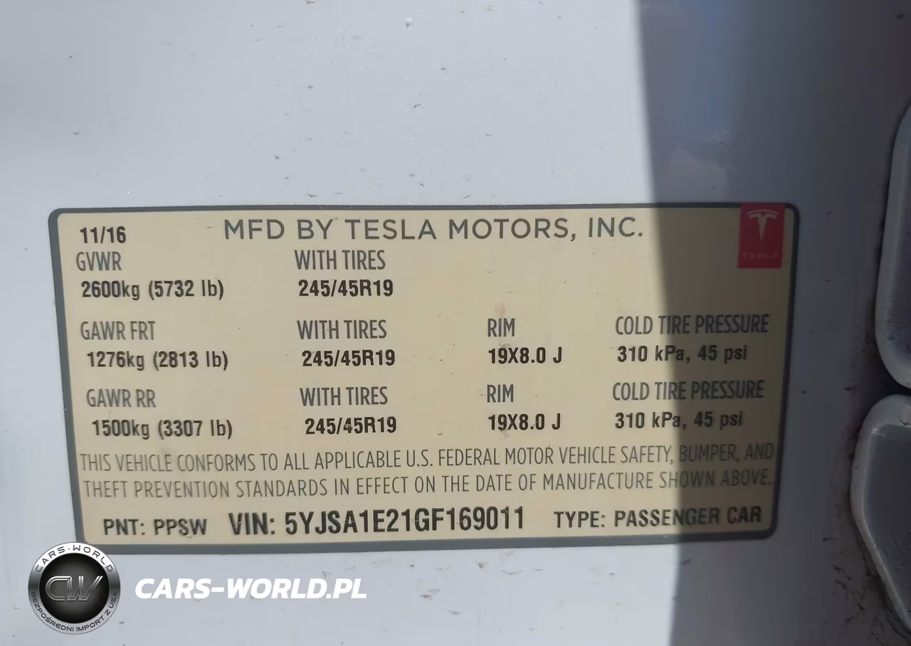 2016 Tesla Model S 60D-70D-75D-85D-90D VIN:5YJSA1E21GF169011 - 9
