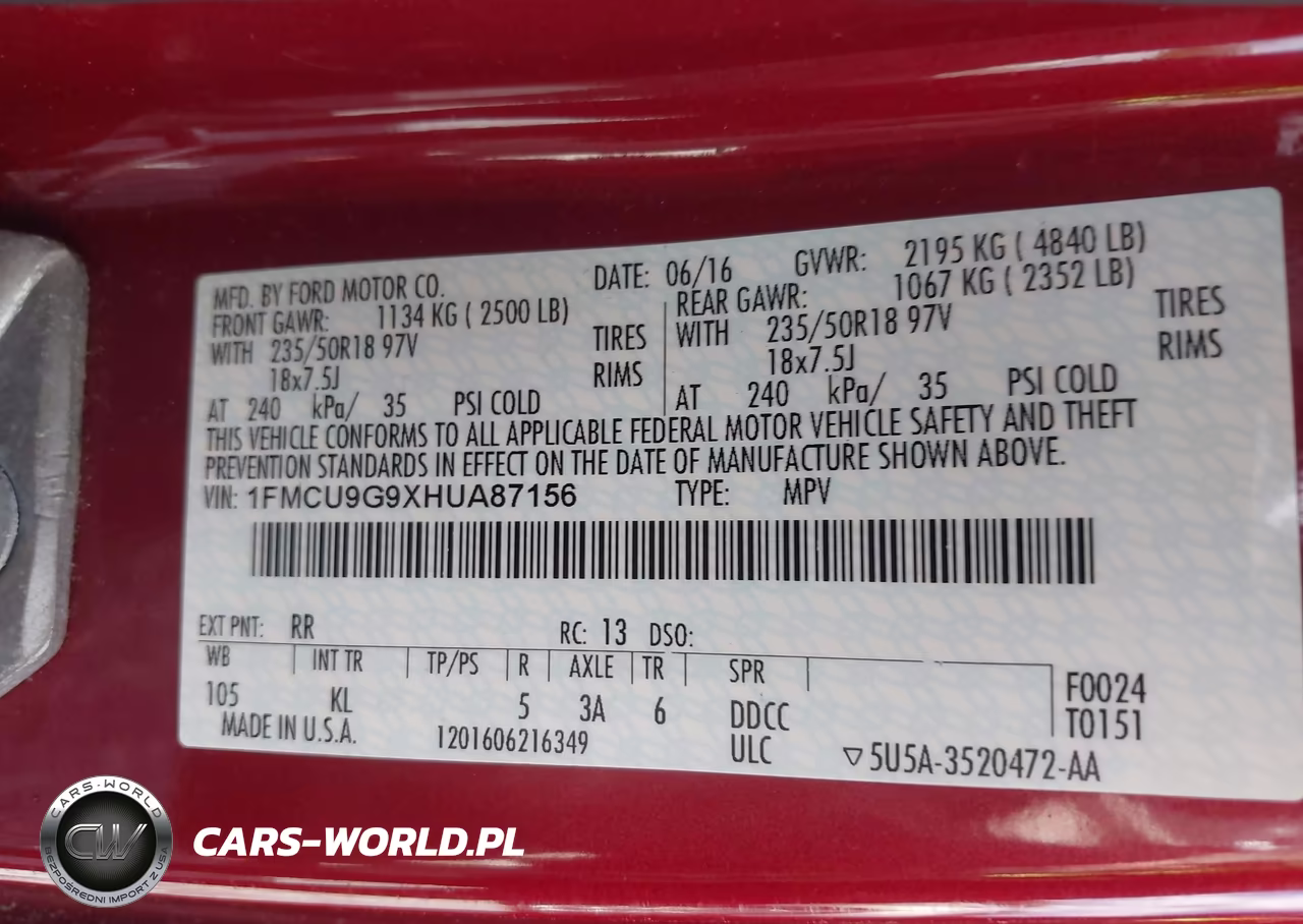 2017 Ford Escape Se VIN:1FMCU9G9XHUA87156 - 9