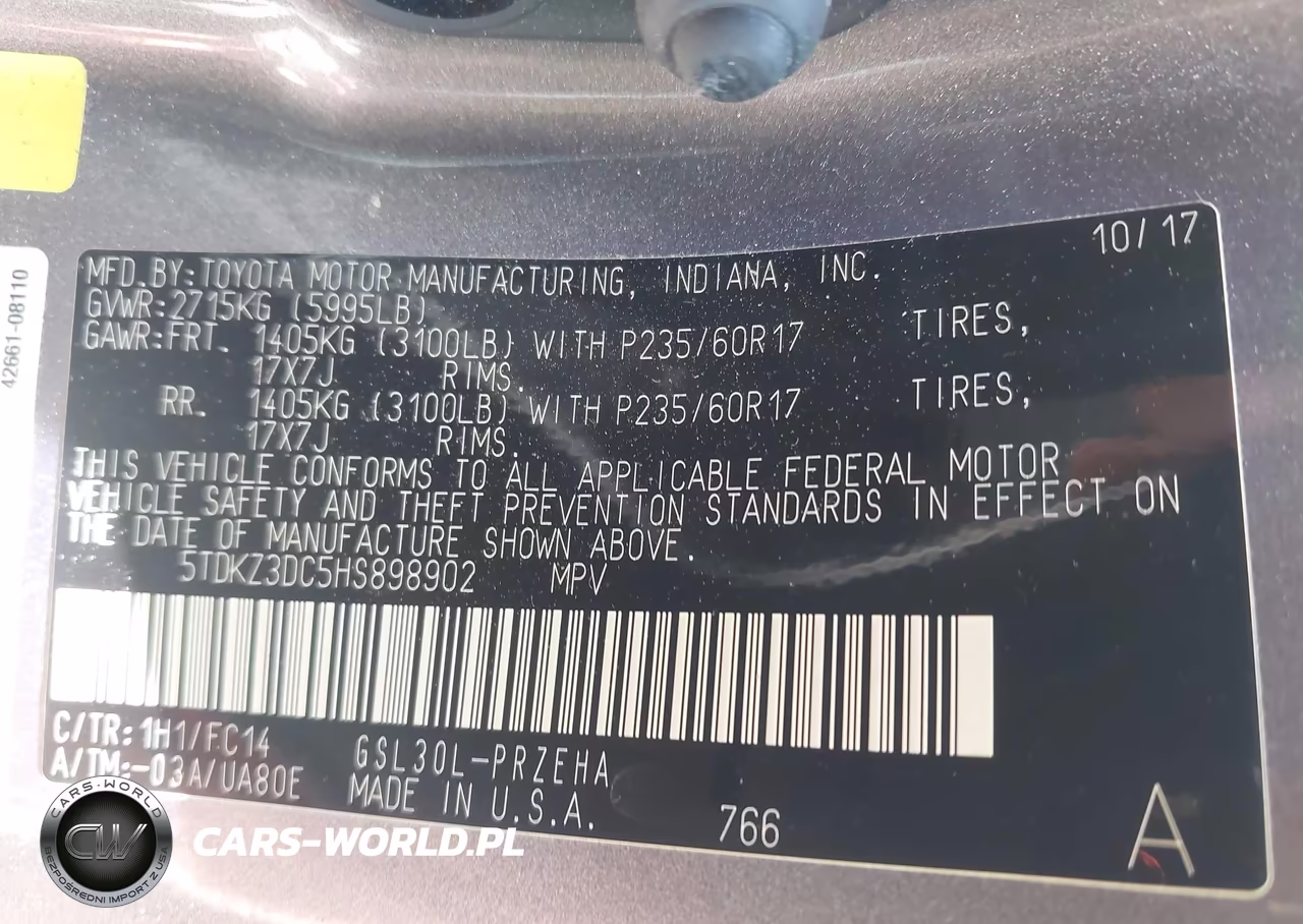 2017 Toyota Sienna Le 8 Passenger VIN:5TDKZ3DC5HS898902 - 9