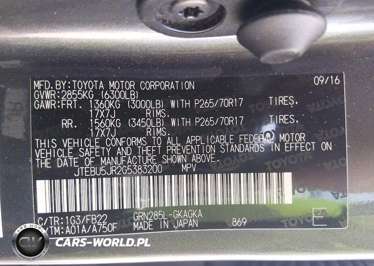 2016 Toyota 4Runner Sr5 VIN:JTEBU5JR2G5383200 - 9