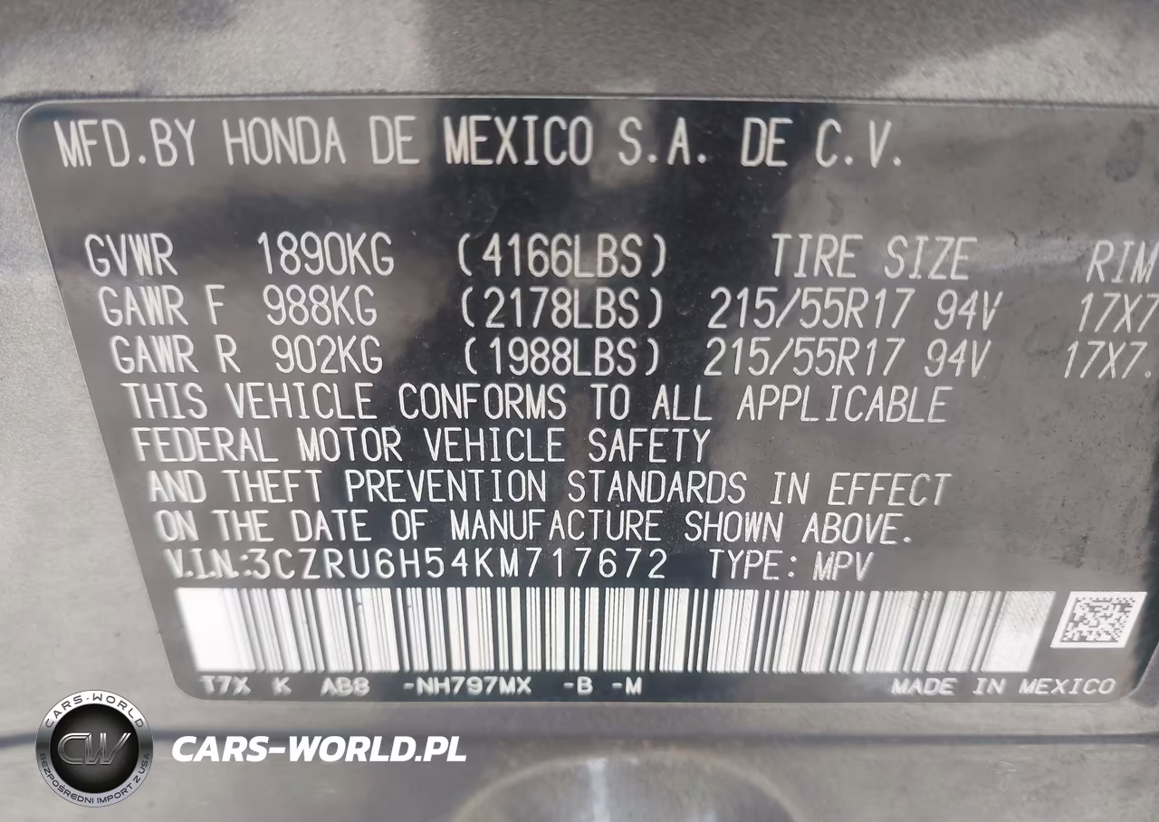 2019 Honda Hr-V Ex VIN:3CZRU6H54KM717672 - 9