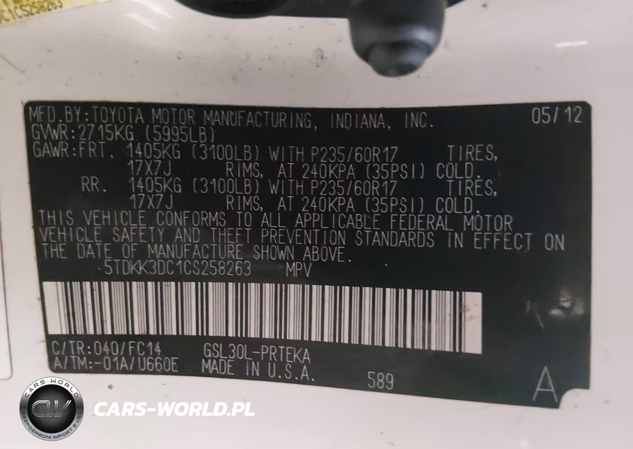 2012 Toyota Sienna Le V6 8 Passenger VIN:5TDKK3DC1CS258263 - 9