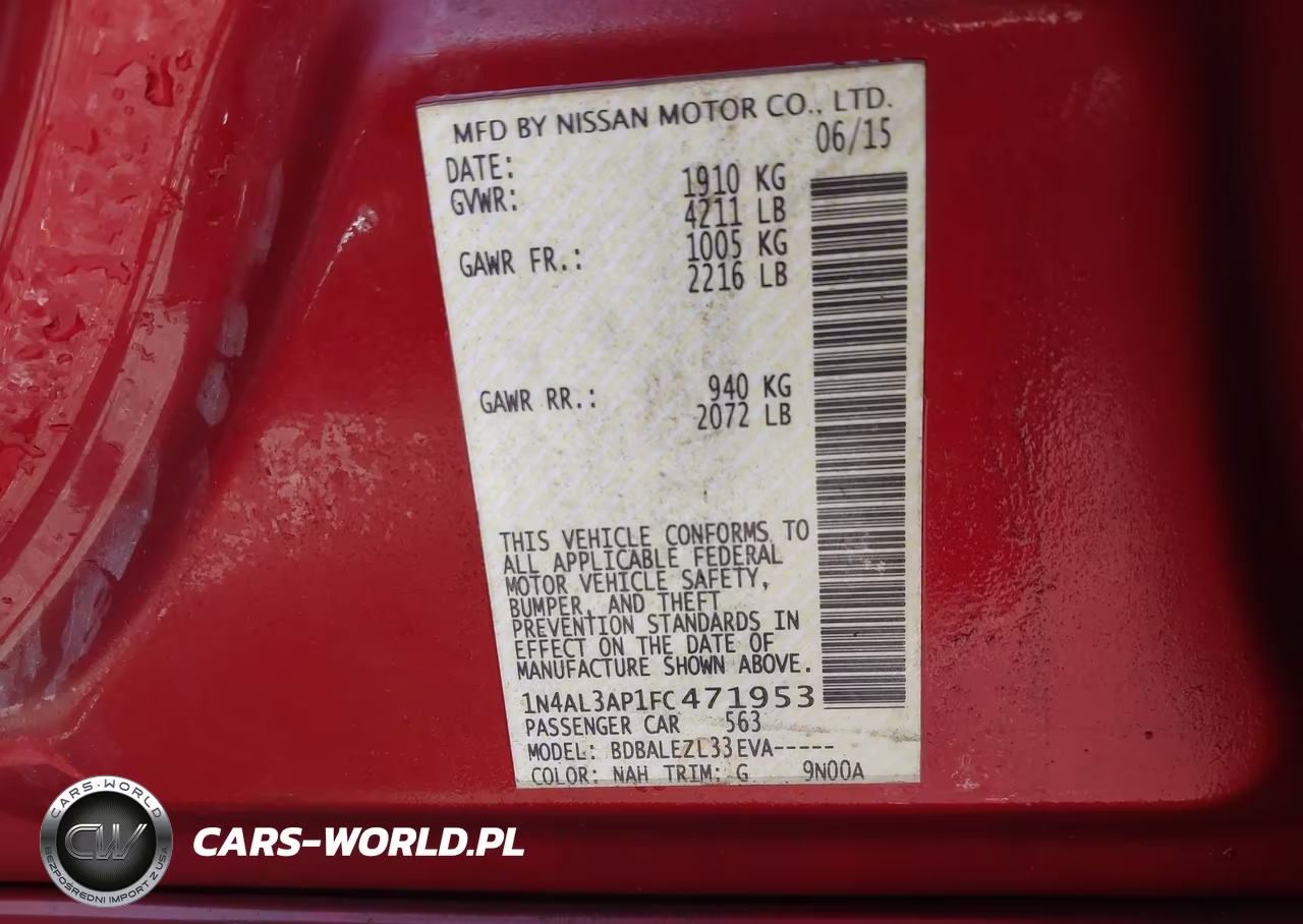 2015 Nissan Altima 2.5-2.5 S-2.5 Sl-2.5 Sv VIN:1N4AL3AP1FC471953 - 9