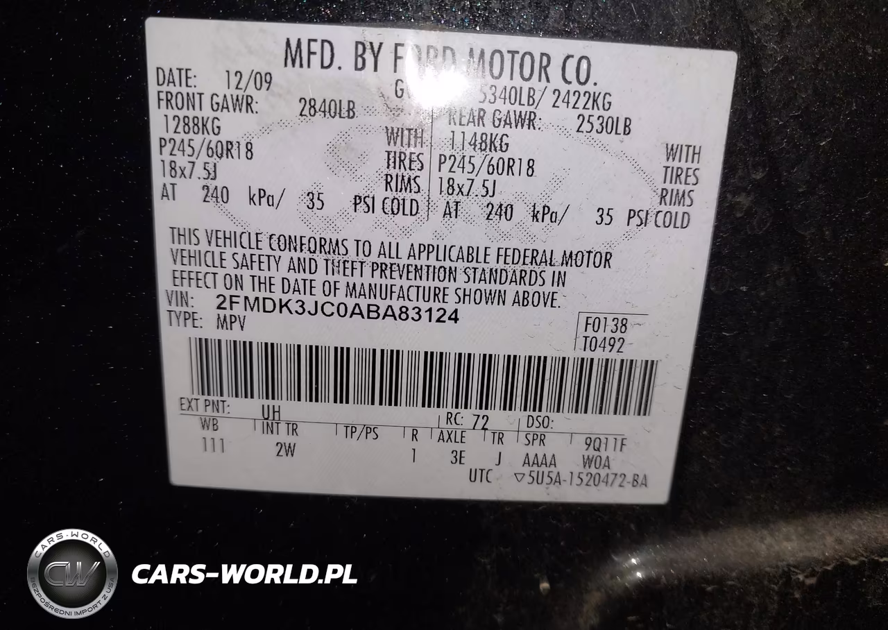 2010 Ford Edge Sel VIN:2FMDK3JC0ABA83124 - 9