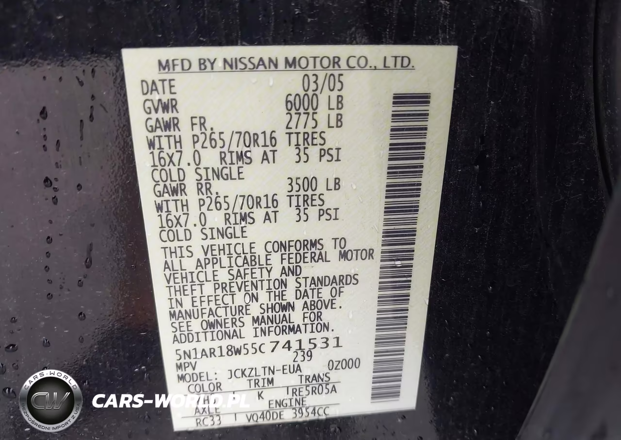 2005 Nissan Pathfinder Se VIN:5N1AR18W55C741531 - 9