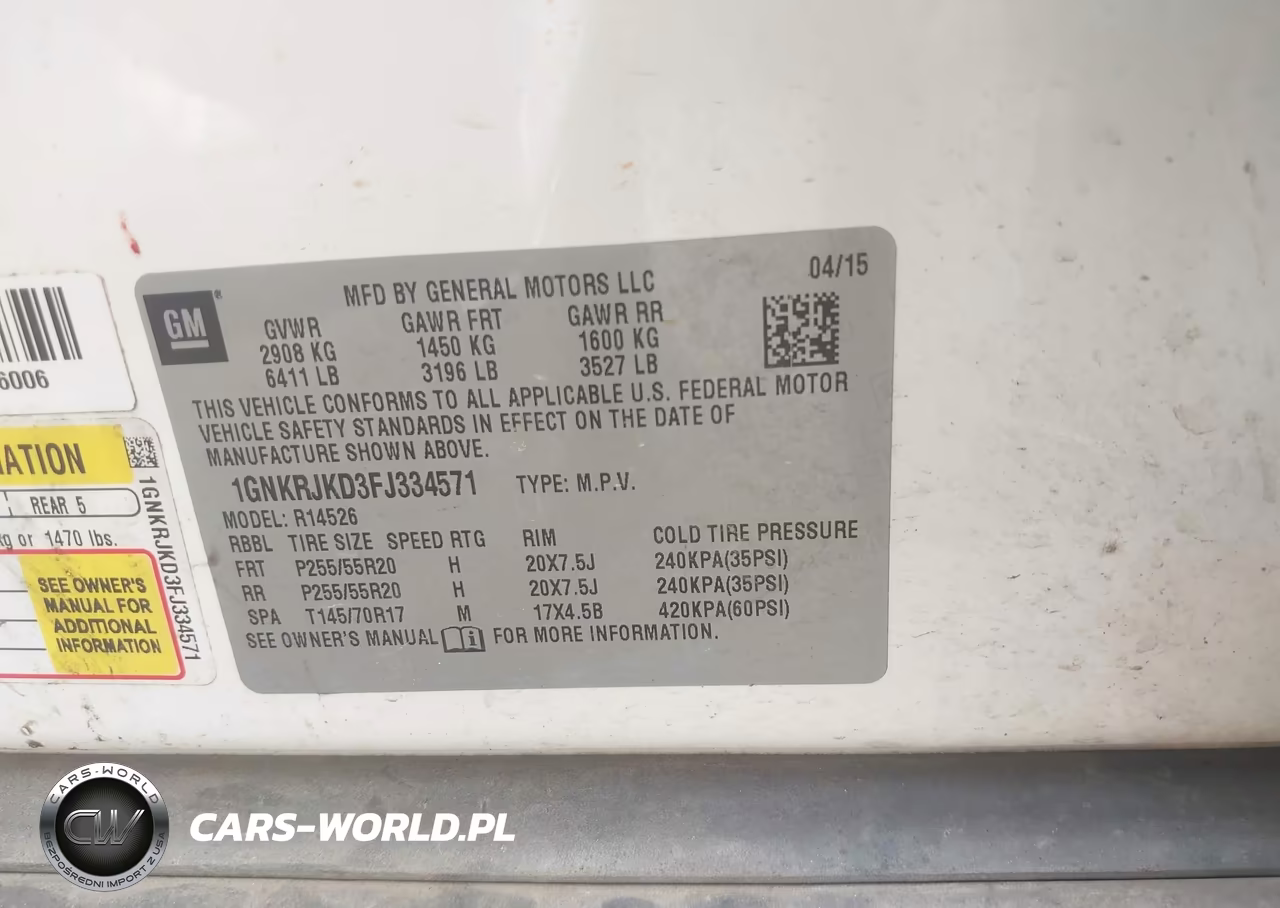 2015 Chevrolet Traverse Ltz VIN:1GNKRJKD3FJ334571 - 9