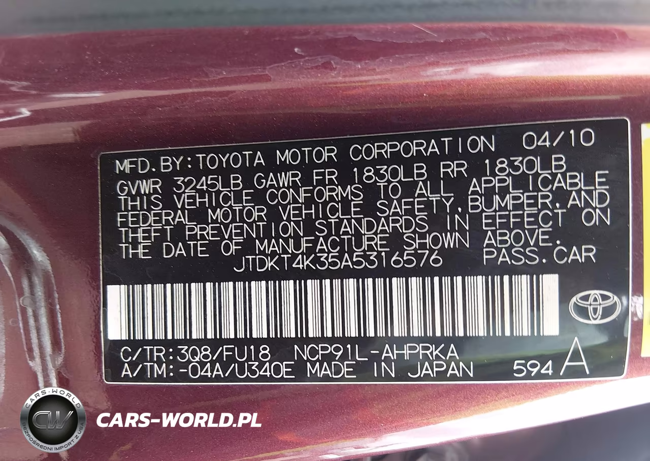 2010 Toyota Yaris VIN:JTDKT4K35A5316576 - 9