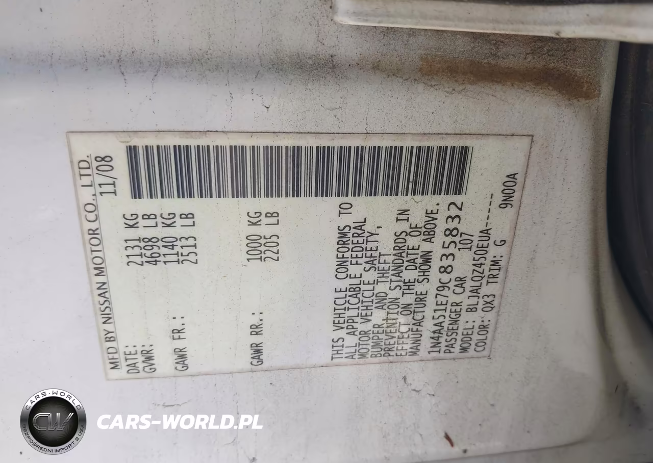 2009 Nissan Maxima 3.5 S VIN:1N4AA51E79C835832 - 9