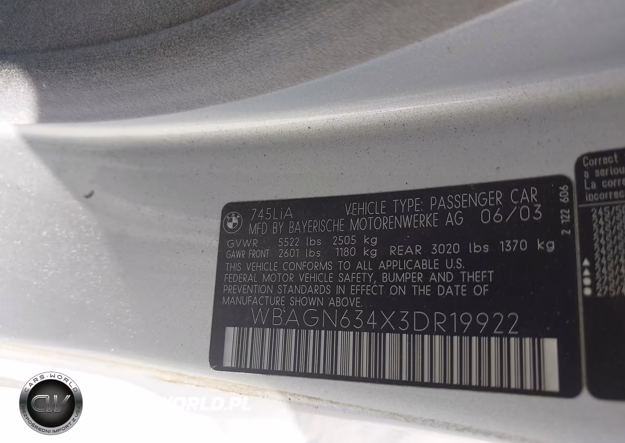2003 BMW 745Li VIN:WBAGN634X3DR19922 - 9