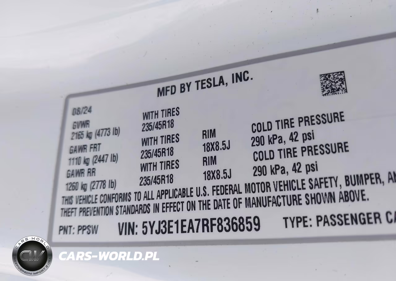 2024 Tesla Model 3 Long Range Dual Motor All-Wheel Drive-Rear-Wheel Drive VIN:5YJ3E1EA7RF836859 - 9