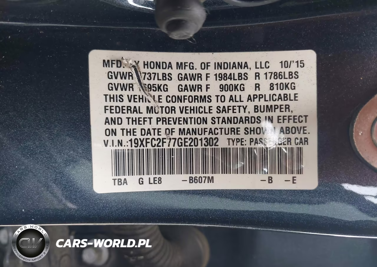2016 Honda Civic Ex VIN:19XFC2F77GE201302 - 9