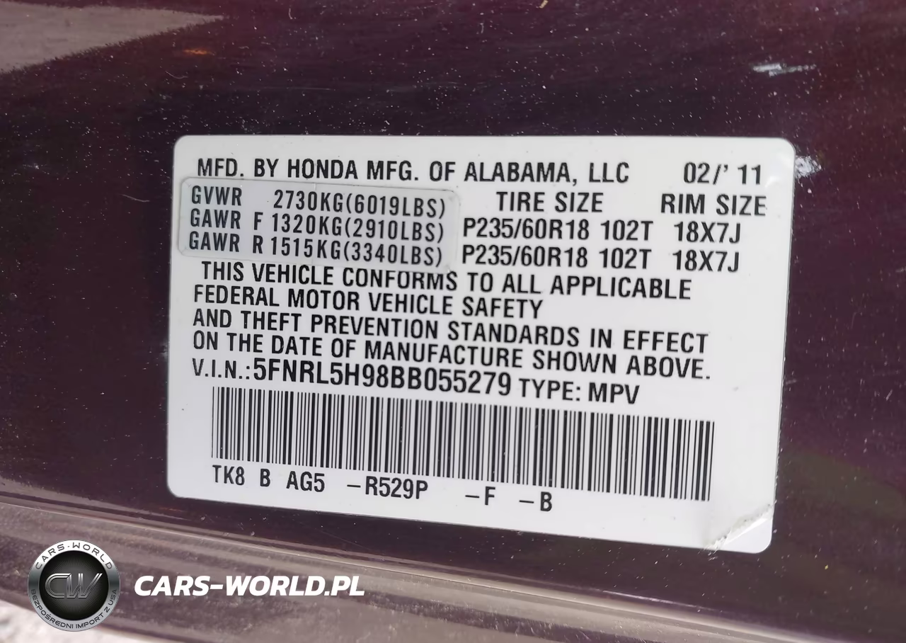 2011 Honda Odyssey Touring-Touring Elite VIN:5FNRL5H98BB055279 - 9