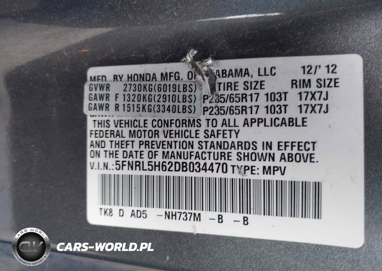 2013 Honda Odyssey Ex-L VIN:5FNRL5H62DB034470 - 9