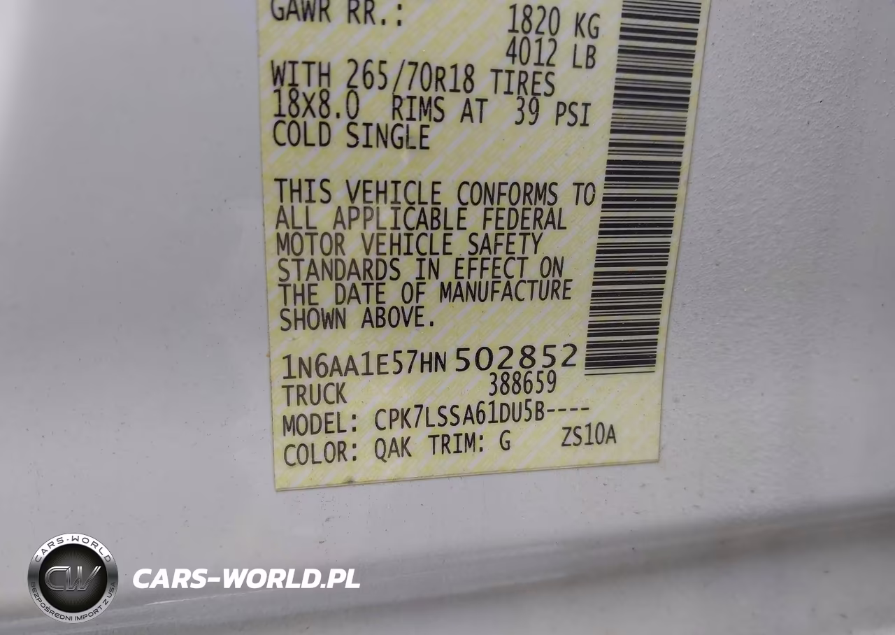 2017 Nissan Titan Sv VIN:1N6AA1E57HN502852 - 9