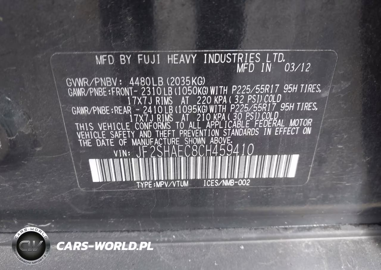 2012 Subaru Forester 2.5X Limited VIN:JF2SHAEC8CH459410 - 9