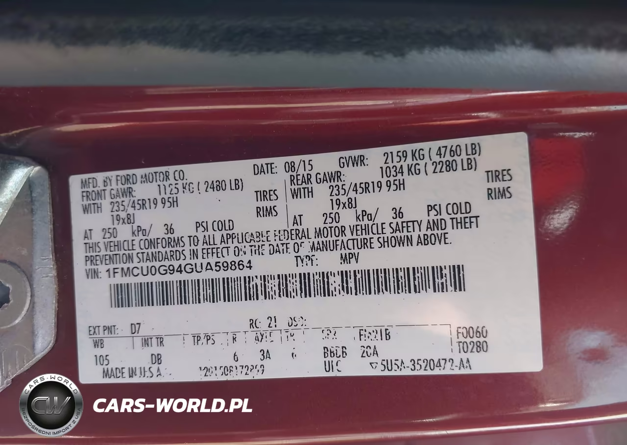 2016 Ford Escape Se VIN:1FMCU0G94GUA59864 - 9