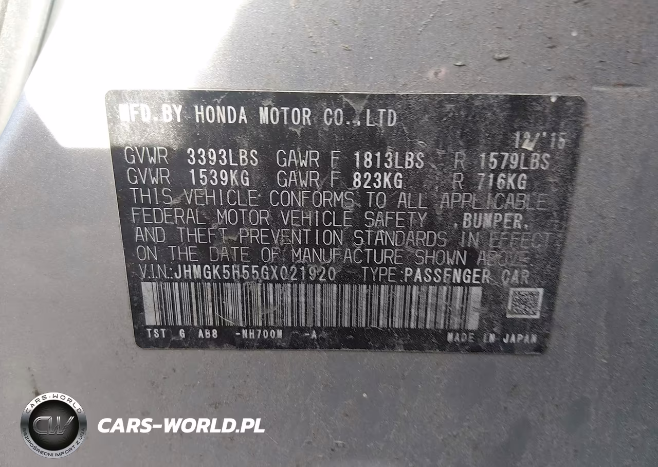 2016 Honda Fit Lx VIN:JHMGK5H55GX021920 - 9