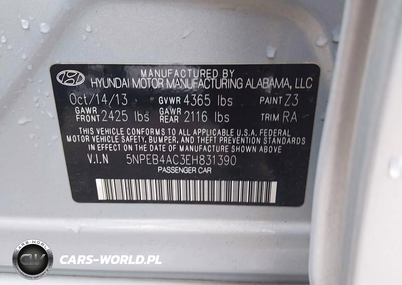 2014 Hyundai Sonata Gls VIN:5NPEB4AC3EH831390 - 9