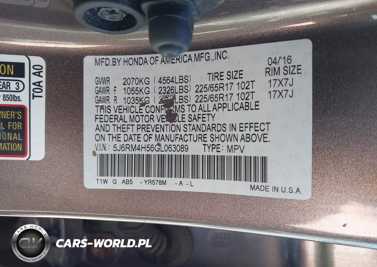2016 Honda Cr-V Ex VIN:5J6RM4H56GL063089 - 9