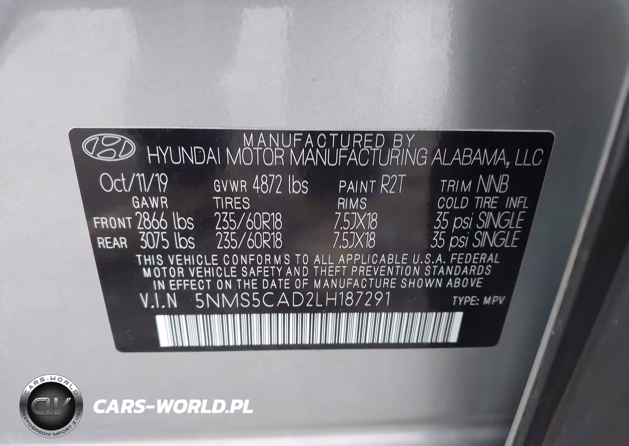 2020 Hyundai Santa Fe Limited VIN:5NMS5CAD2LH187291 - 9