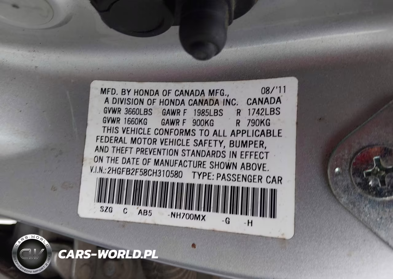 2012 Honda Civic Lx VIN:2HGFB2F58CH310580 - 9