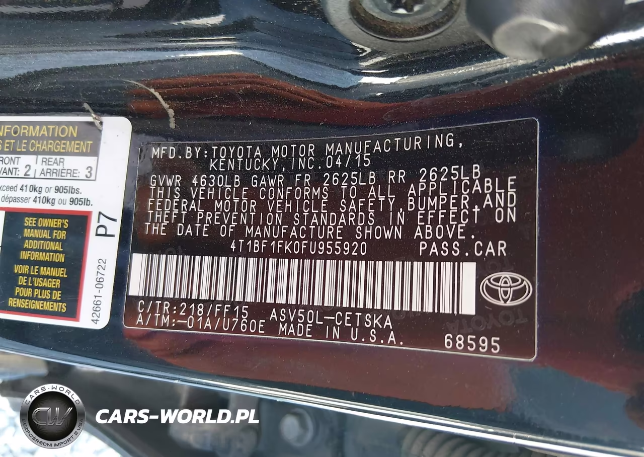 2015 Toyota Camry Se VIN:4T1BF1FK0FU955920 - 9