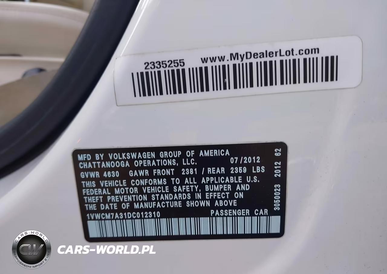 2013 Volkswagen Passat 3.6L V6 Sel Premium VIN:1VWCM7A31DC012310 - 9