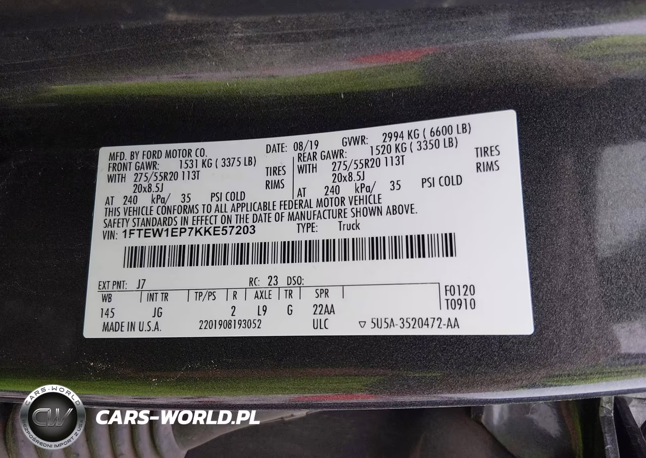 2019 Ford F-150 Xl VIN:1FTEW1EP7KKE57203 - 9