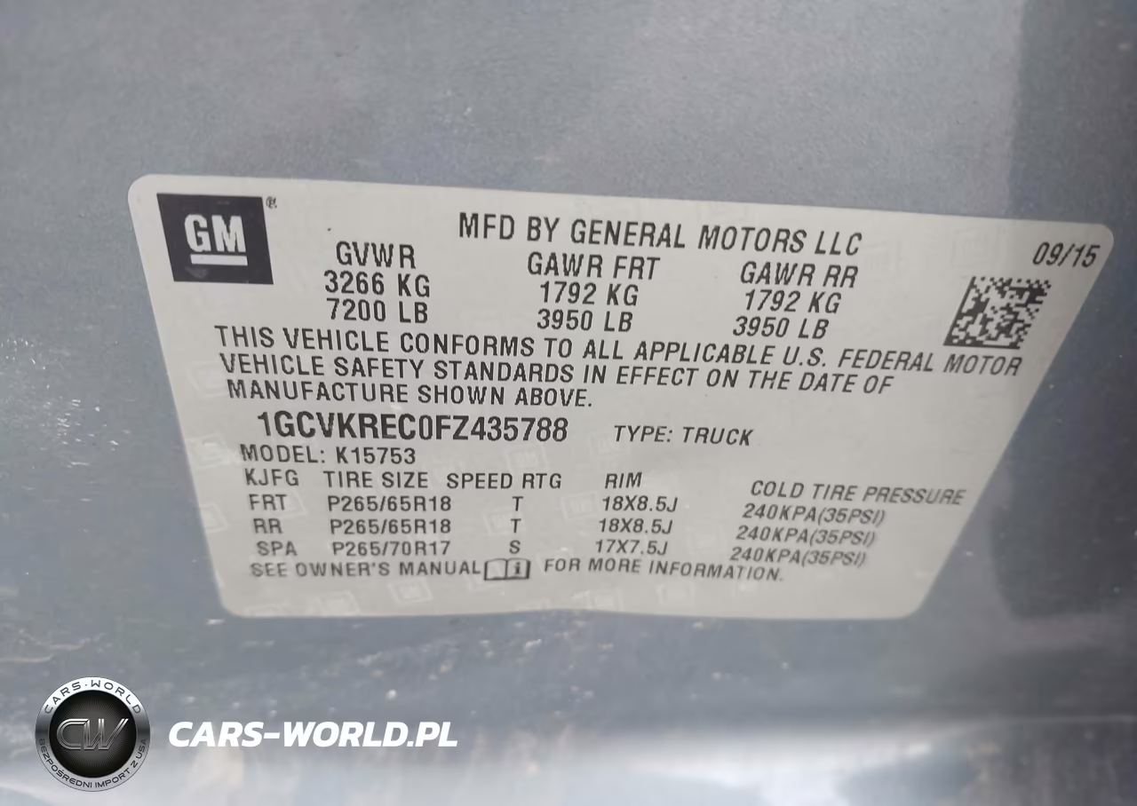 2015 Chevrolet Silverado 1500 2Lt VIN:1GCVKREC0FZ435788 - 9
