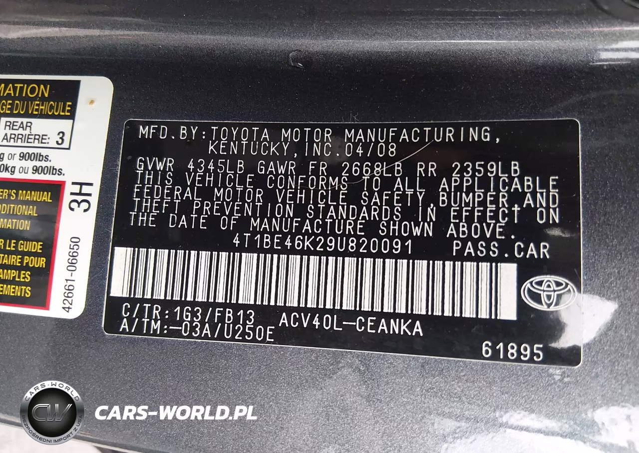 2009 Toyota Camry Le VIN:4T1BE46K29U820091 - 9