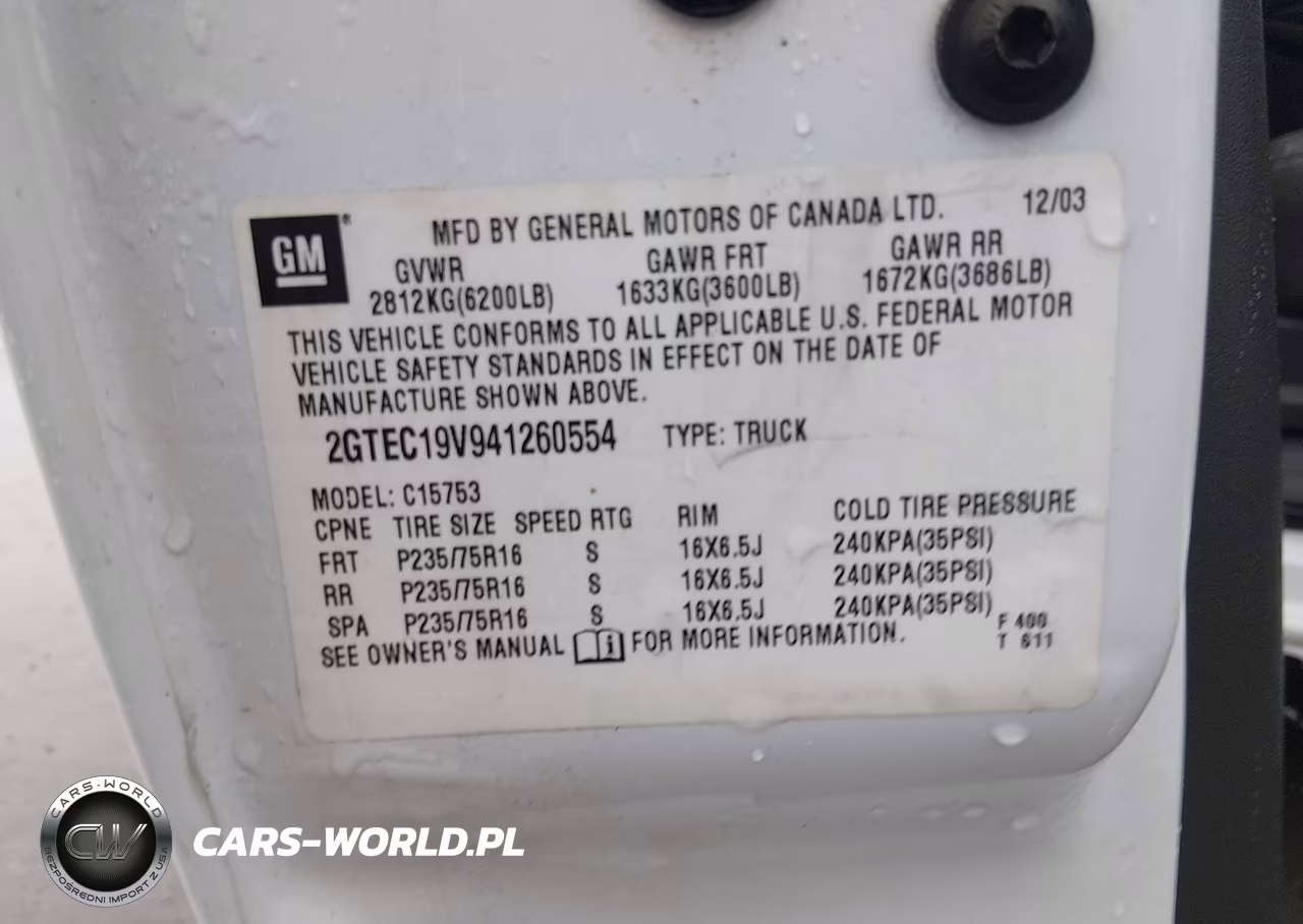 2004 GMC Sierra 1500 Work Truck VIN:2GTEC19V941260554 - 9