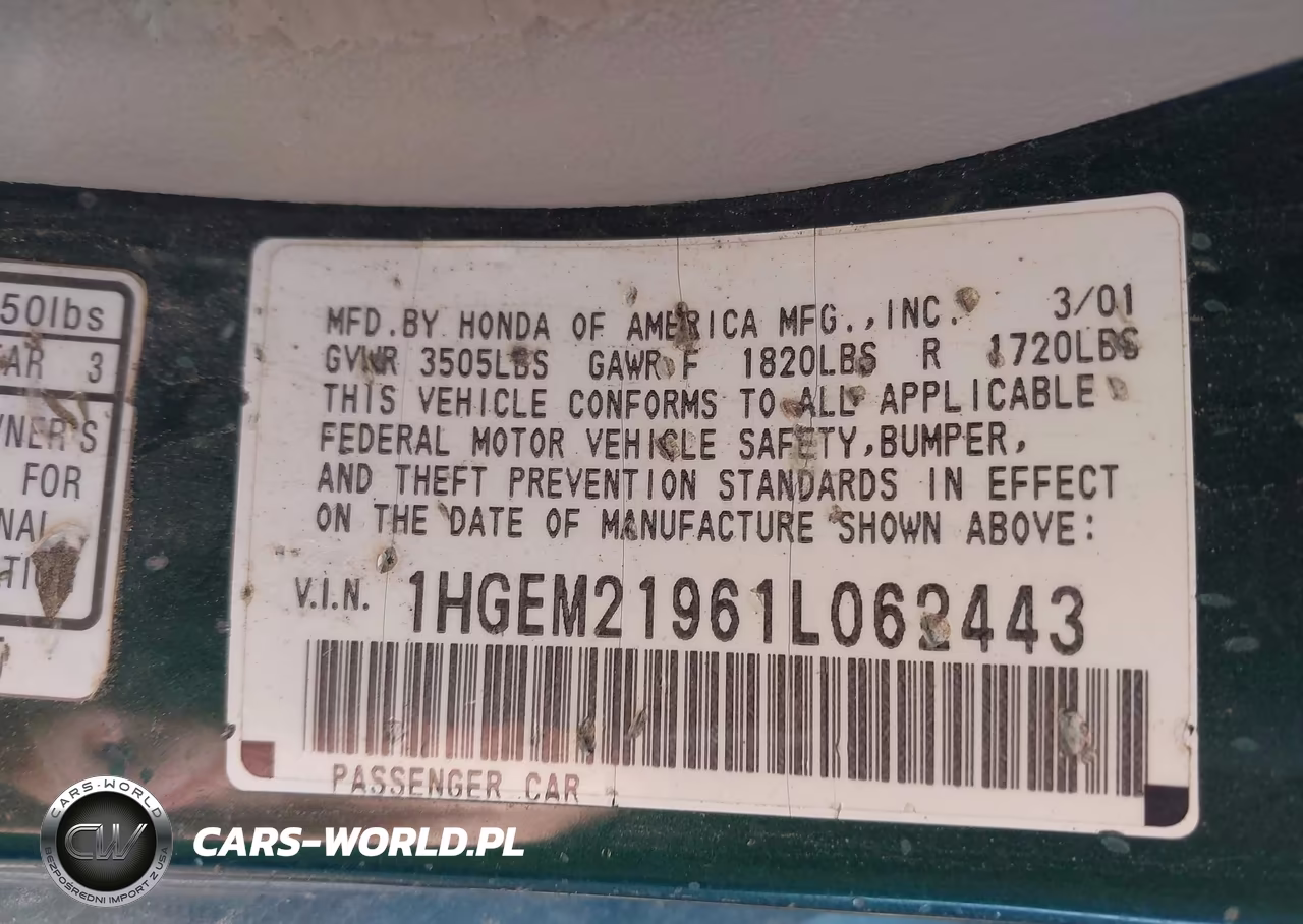 2001 Honda Civic Ex VIN:1HGEM21961L062443 - 9