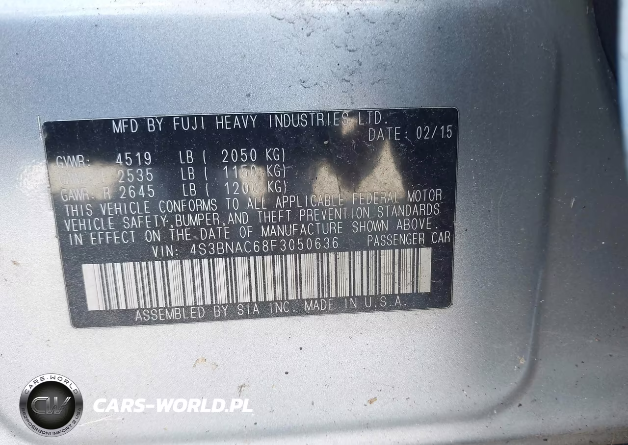 2015 Subaru Legacy 2.5I Premium VIN:4S3BNAC68F3050636 - 9