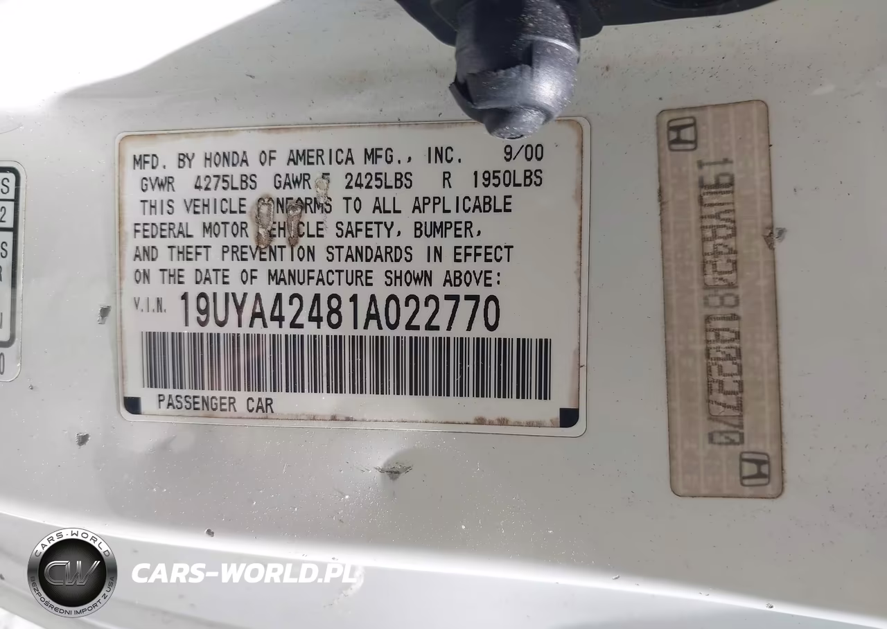 2001 Acura Cl 3.2 VIN:19UYA42481A022770 - 9