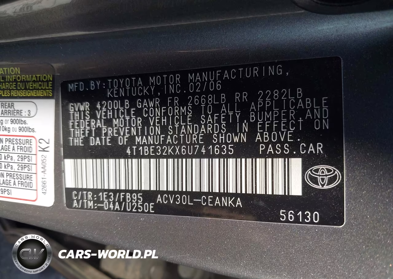 2006 Toyota Camry Le VIN:4T1BE32KX6U741635 - 9
