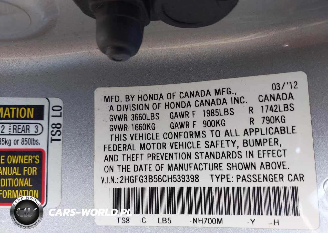 2012 Honda Civic Lx VIN:2HGFG3B56CH539398 - 9