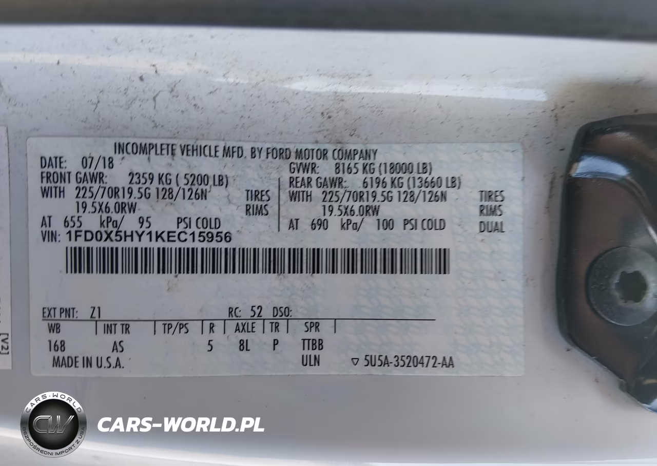 2019 Ford F-550 Chassis Xl VIN:1FD0X5HY1KEC15956 - 9