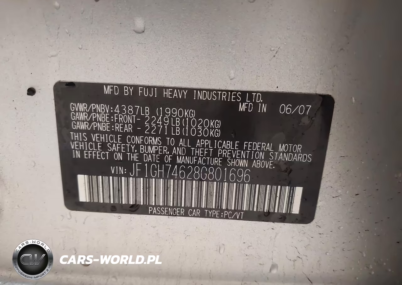 2008 Subaru Impreza Wrx VIN:JF1GH74628G801696 - 9