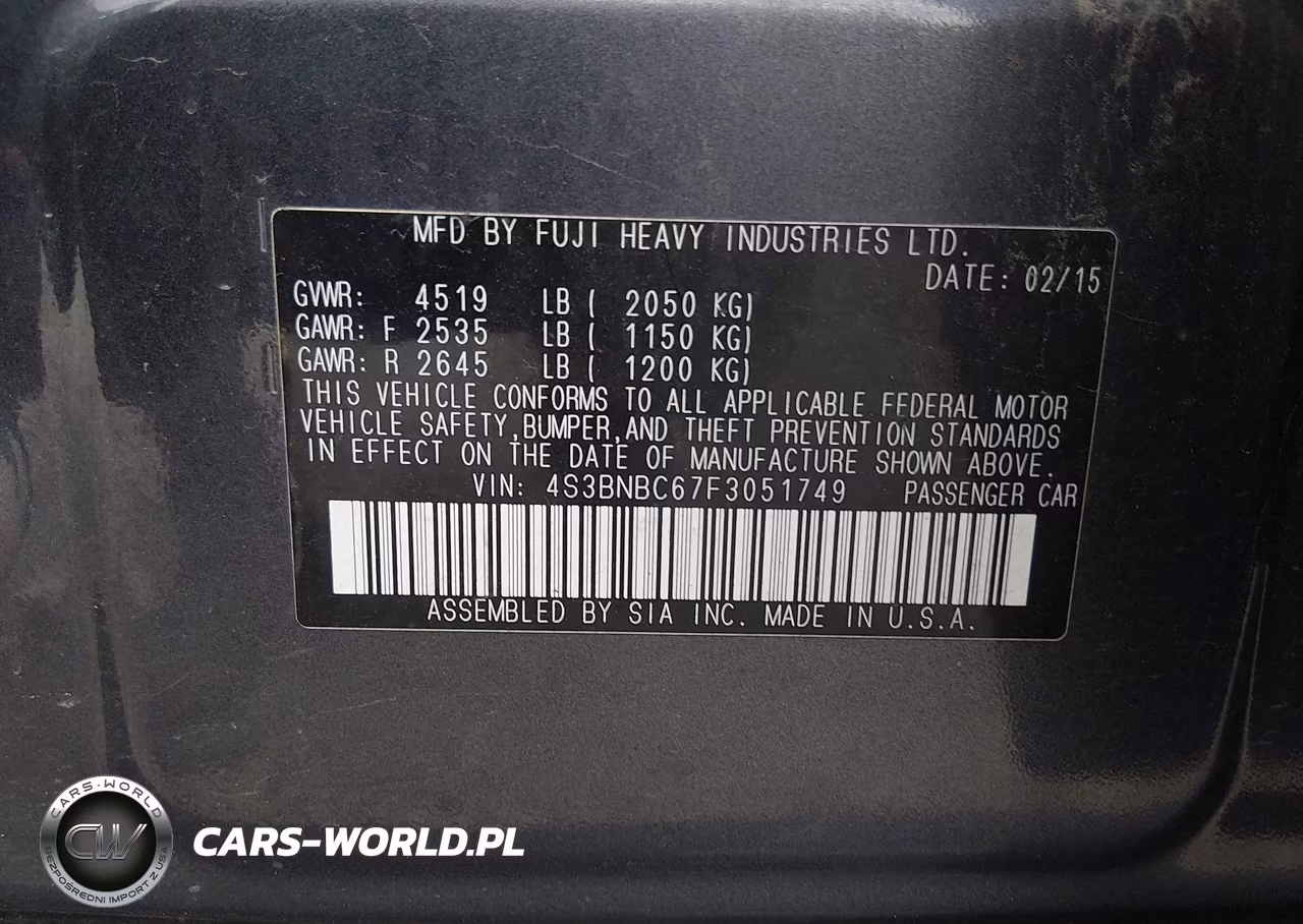 2015 Subaru Legacy 2.5I Premium VIN:4S3BNBC67F3051749 - 9