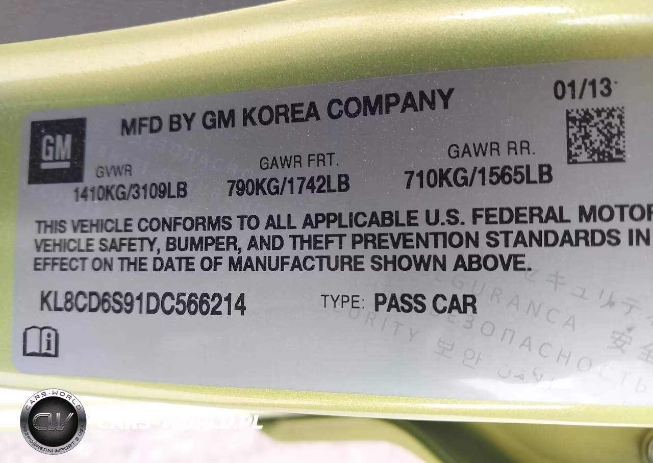 2013 Chevrolet Spark 1Lt Auto VIN:KL8CD6S91DC566214 - 9