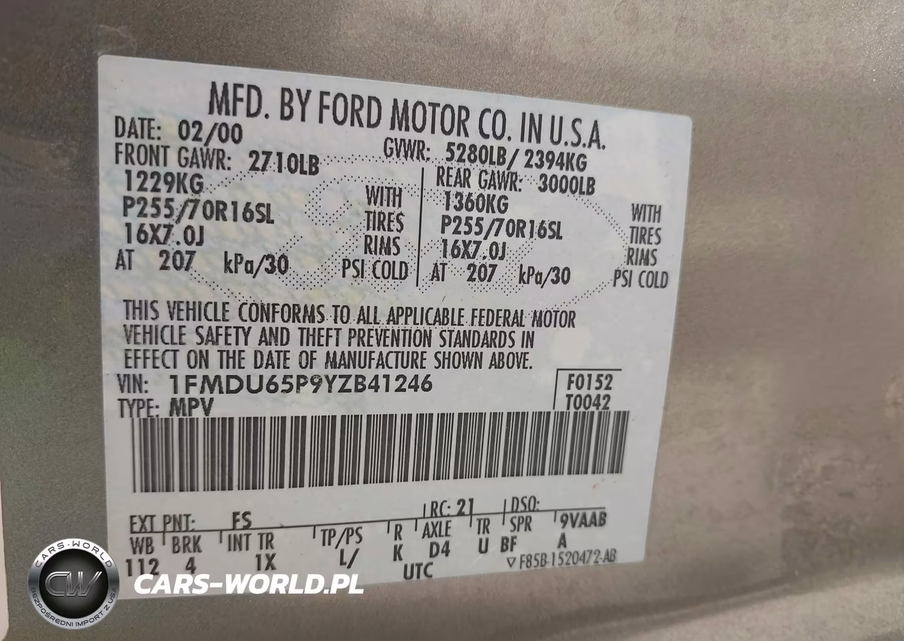 2000 Ford Explorer Limited VIN:1FMDU65P9YZB41246 - 9