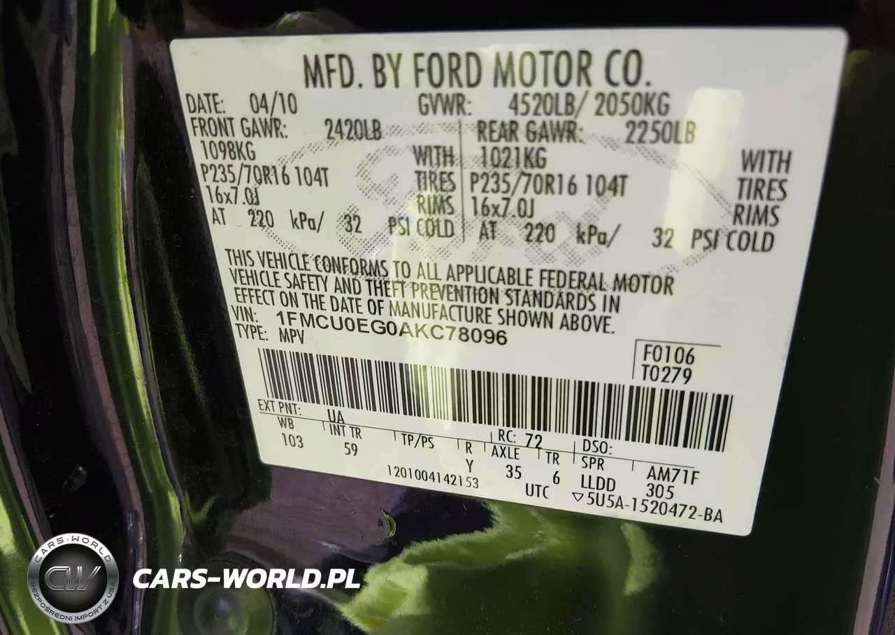 2010 Ford Escape Limited VIN:1FMCU0EG0AKC78096 - 9
