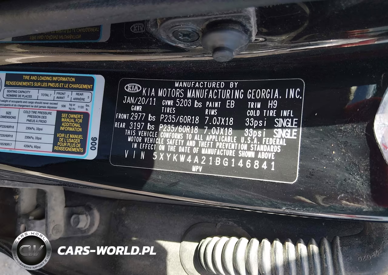 2011 Kia Sorento Sx V6 VIN:5XYKW4A21BG146841 - 9