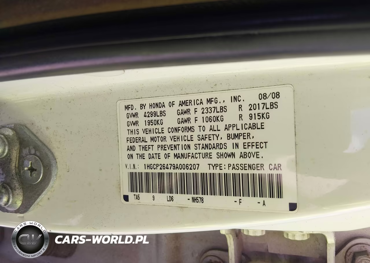 2009 Honda Accord 2.4 Lx-P VIN:1HGCP26479A006207 - 9
